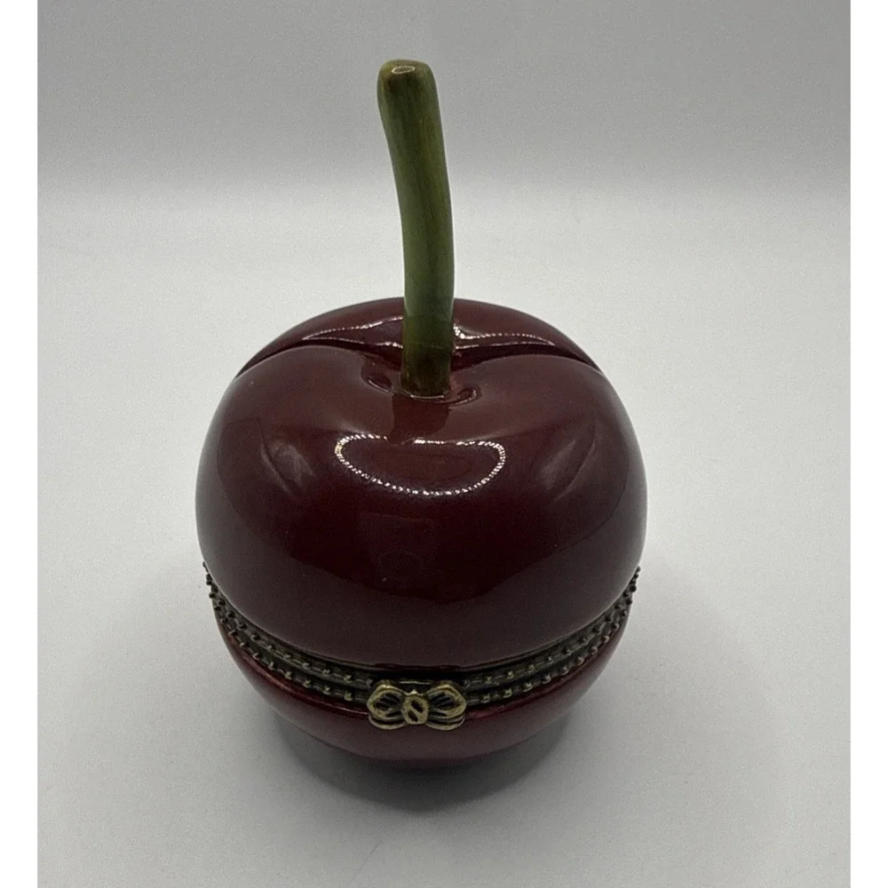 Red Apple Hinged Trinket Box